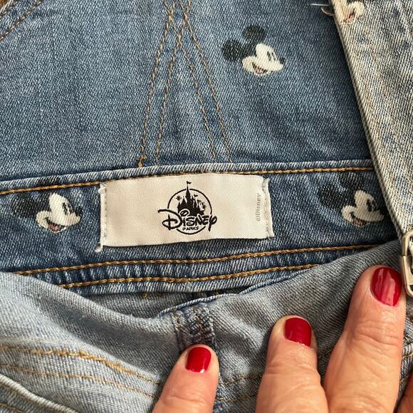 Disney Parks Mickey Mouse Denim Jeans Short Overalls Size M JUNIORS - Picture 5 of 9